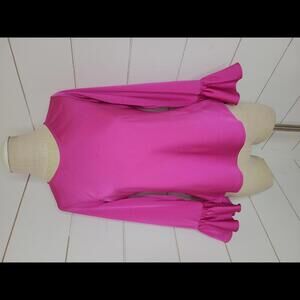 J Crew xs hot pink ruffled sleeve blouse